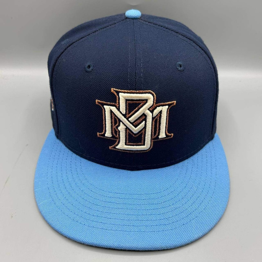 Milwaukee Brewers MLB Hat Men 7 1/2 Blue 59Fifty New Era Fitted Cap